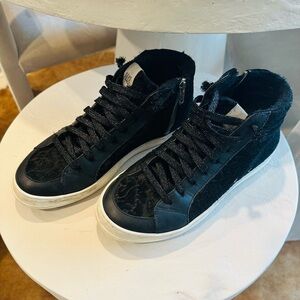 P448 black high top sneakers; size 8.5 (39)